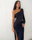 Image of Dania One Shoulder Top in Slinky Black