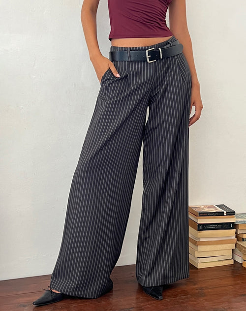 Image of Sagawa Tailored Trouser in Dark Grey Pinstripe