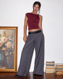 Image of Dannas Twist Shoulder Top in Burgundy