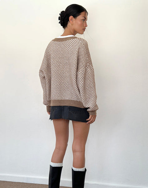 Image of Danov Cardigan in Brown Gingham