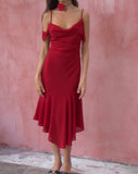 Image of Dansya Midi Chiffon Dress in Red