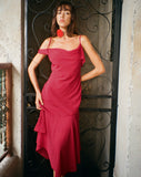 Image of Dansya Midi Chiffon Dress in Red