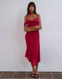 Image of Dansya Midi Chiffon Dress in Red