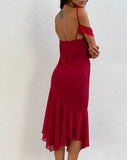 Image of Dansya Midi Chiffon Dress in Red