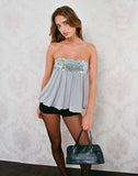 Image of Danuta Longline Bandeau Top in Sequin Grey