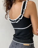 Image of Darcie Pointelle Top in Black with White Tipping