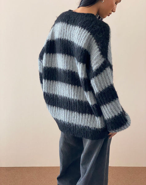 Image of Daren Jumper in Grey and Charcoal Stripes