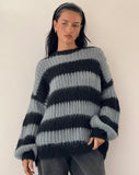 Image of Daren Jumper in Grey and Charcoal Stripes