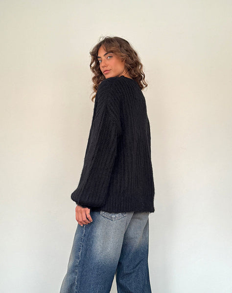 Image of Daren Knitted Oversized Jumper in Black