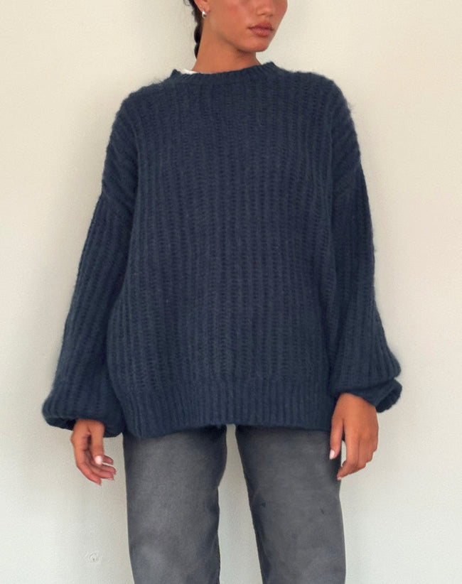 Image of Daren Oversized Knitted Jumper in Navy