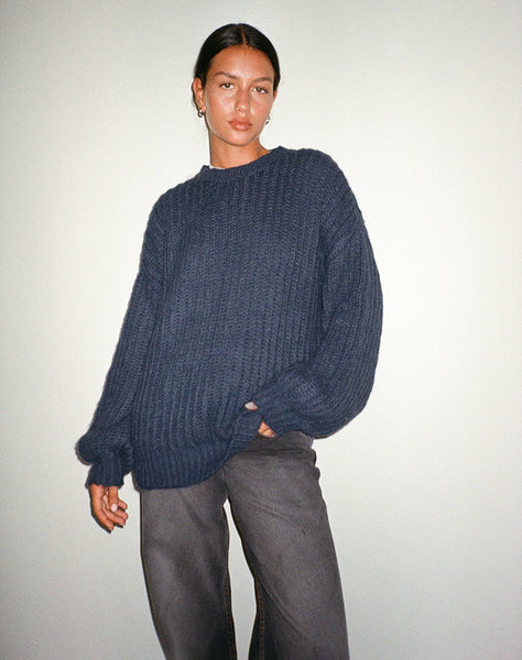 Image of Daren Oversized Knitted Jumper in Navy