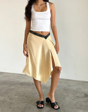 Image of Houda Midi Skirt in Buttermilk with Grey Lace