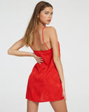 image of Datista Slip Dress in Satin Rose Scarlet