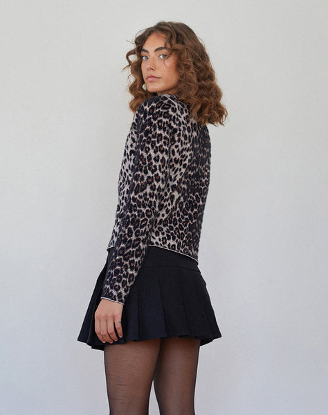 Image of Darlene Knit Cardigan in Soft Knit Leopard Brown