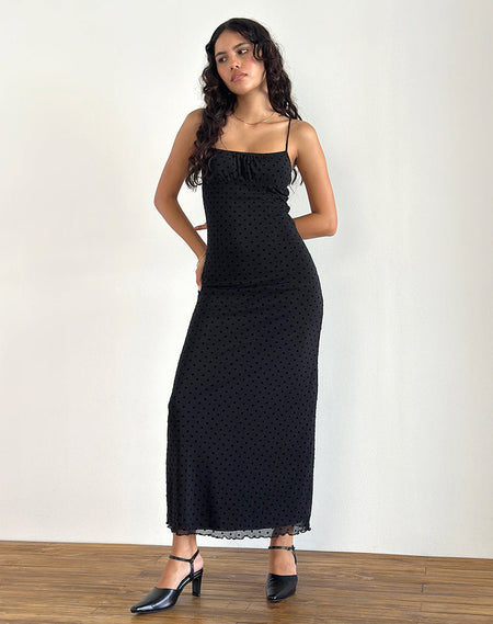 Darsih Maxi Dress in Irregular Stripe Grey Black