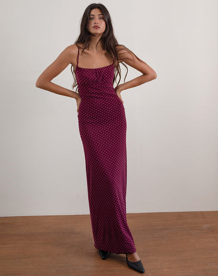 Darsih Cami Maxi Dress in Paisley Lace Burgundy