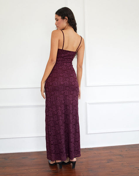 Image of Darsih Cami Maxi Dress in Paisley Lace Burgundy