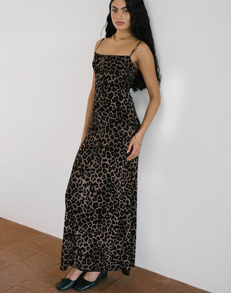 image of Darsih Maxi Dress in Flocked Rar Leopard