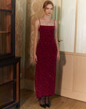 Image of Darsih Cami Maxi Dress Red Grunge Floral Flock