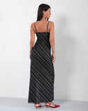 Image of Darsih Maxi Dress in Irregular Stripe Grey Black