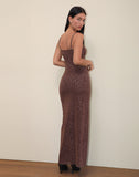 Image of Darsih Maxi Dress in Rar Leopard Flock Chocolate