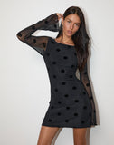 Image of Dasa Long Sleeve Mini Dress in Big Polka Flock Black