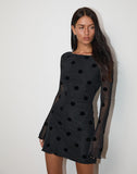 Image of Dasa Long Sleeve Mini Dress in Big Polka Flock Black