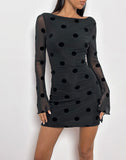 Image of Dasa Long Sleeve Mini Dress in Big Polka Flock Black