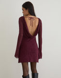Image of Dasa Long Sleeve Mini Dress in Flock Mini Leopard Plum