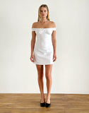 Image of Dasilita Off Shoulder Mini Dress in White Poplin