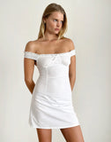 Image of Dasilita Off Shoulder Mini Dress in White Poplin