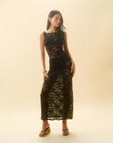 image pf Daudy Tie Back Lace Maxi Dress in Jet Black Lace