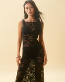 image pf Daudy Tie Back Lace Maxi Dress in Jet Black Lace