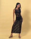 image pf Daudy Tie Back Lace Maxi Dress in Jet Black Lace