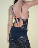 image pf Daudy Tie Back Lace Maxi Dress in Jet Black Lace