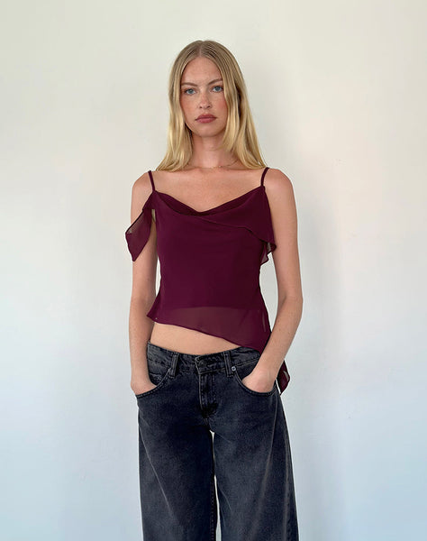 Image of Davila Top in Chiffon Burgundy