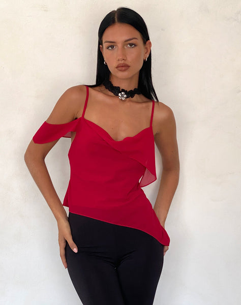 Image of Davila Top in Chiffon Deep Red