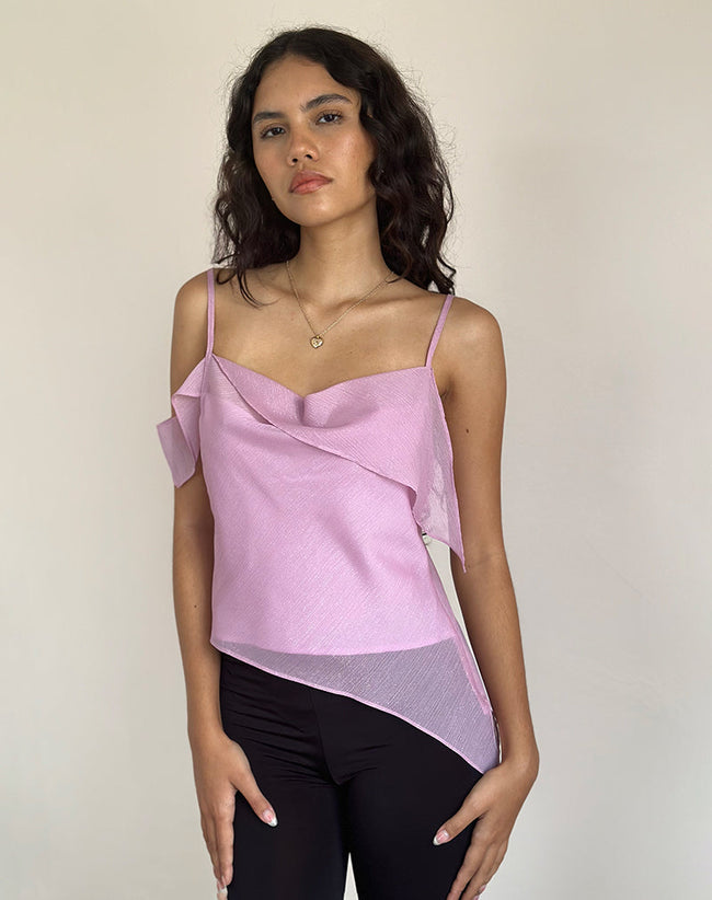 Image of Davila Chiffon Top in Pink Shimmer