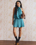 Image of Davina Mini Dress in Stripe Satin Teal