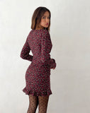 Image of Dawsen Long Sleeve Ruched Mini Dress in Dark Rhoslyn Ditsy Print