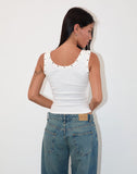 Image of Dax Eyelet Ribbed Vest Top in White