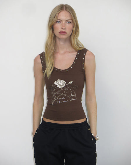 Carter Vest Top in Cocoa It's Better in Bali Slogan