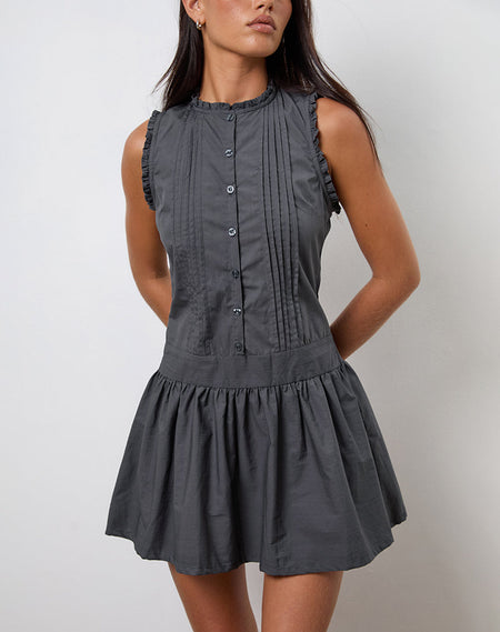 Yara Blouse in Poplin Charcoal Grey