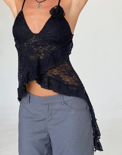 Image of Daytona Ruffle Top in Lace Black