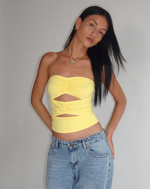 image of Dayu Bandeau Crop Top in Lemonade