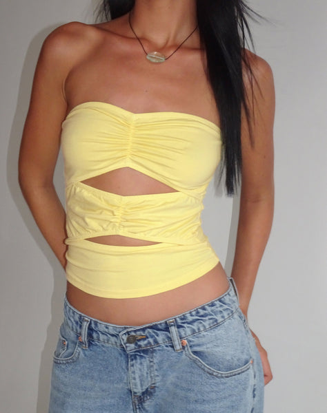 image of Dayu Bandeau Crop Top in Lemonade