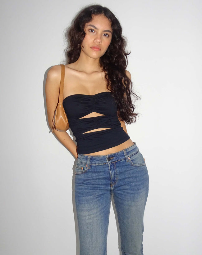 Image of Dayu Bandeau Crop Top in Black