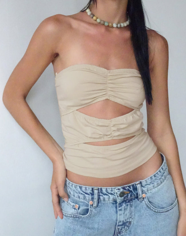 Image of MOTEL X JACQUIE Dayu Bandeau Crop Top in Coconut Milk