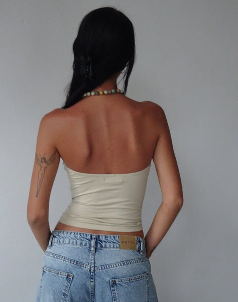 Image of MOTEL X JACQUIE Dayu Bandeau Crop Top in Coconut Milk