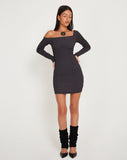 Image of Dean Long Sleeve Mini Dress in Crinkle Charcoal